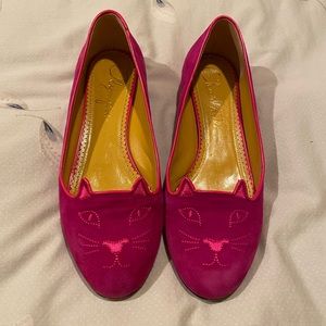 Charlotte Olympia Kitty Suede Loafers Size 40